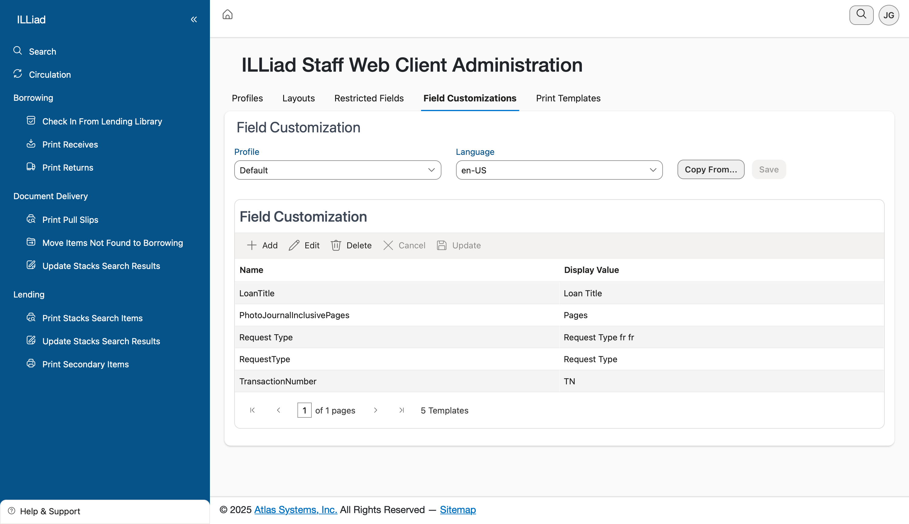Field Customizations Tab