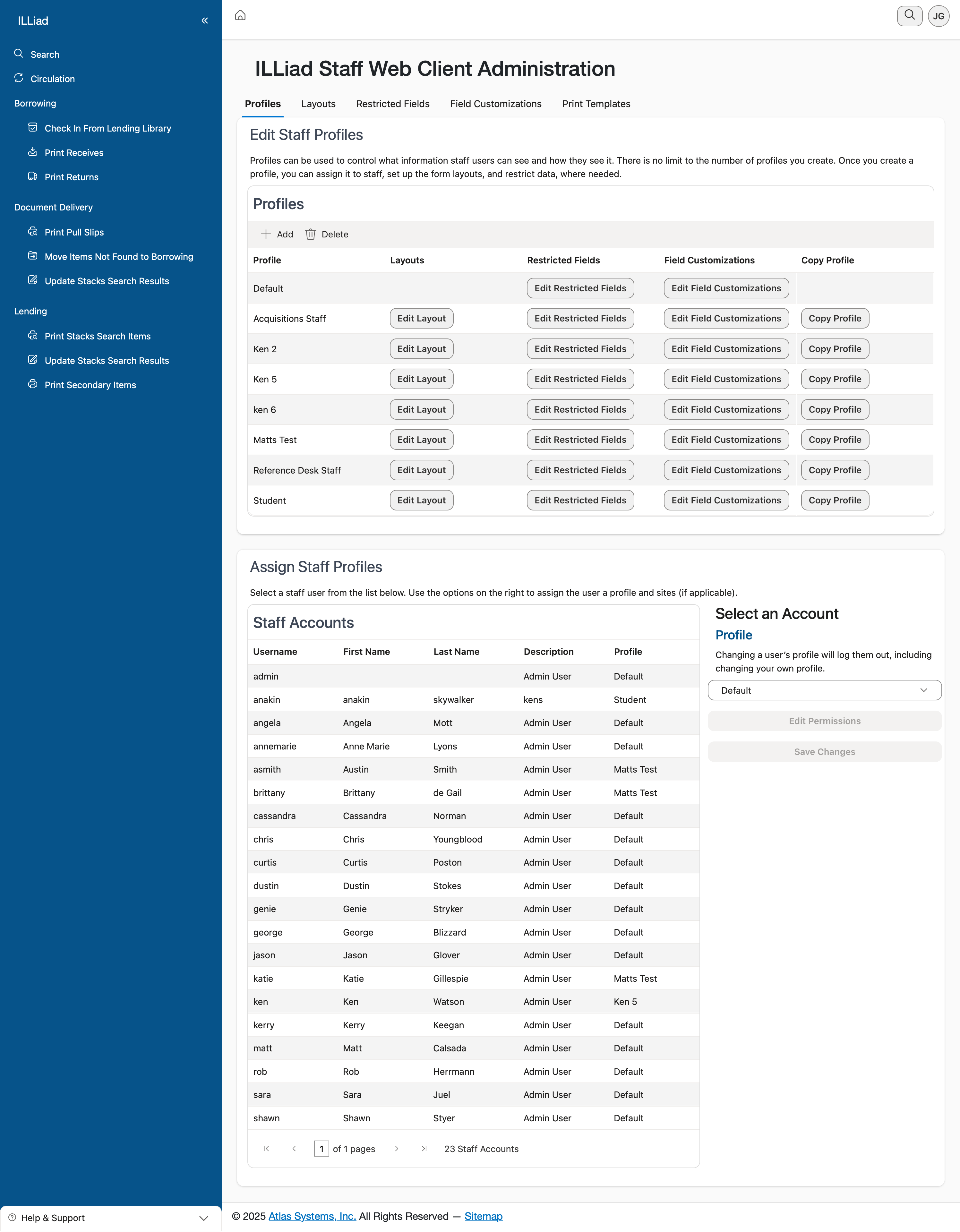 Staff Profiles Tab