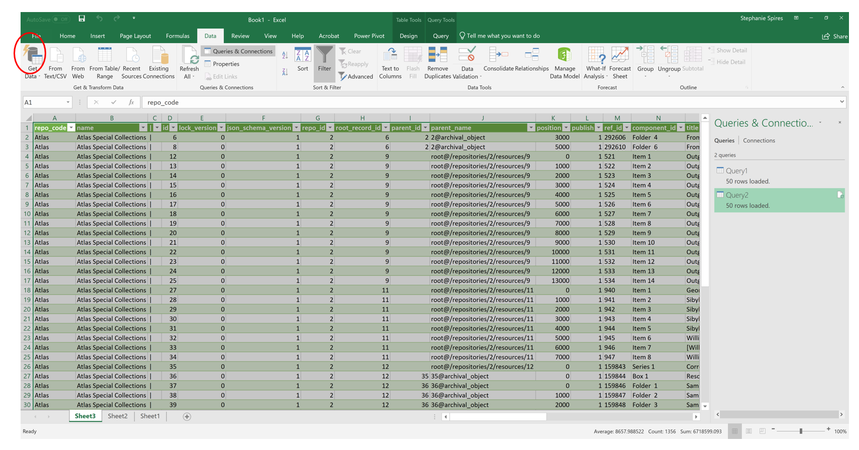 Excel Data Menu - From Database